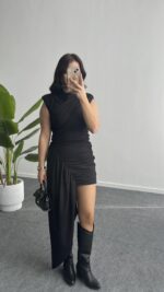 Waslo Tasarım Elbise - Siyah - Görsel 2