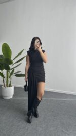 Waslo Tasarım Elbise - Siyah - Görsel 5