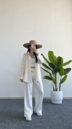 Yonca Keten Gömlek - Ekru