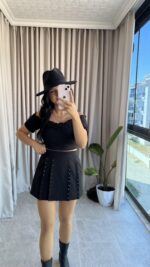 Zımba Detay Şortlu Etek - Görsel 3